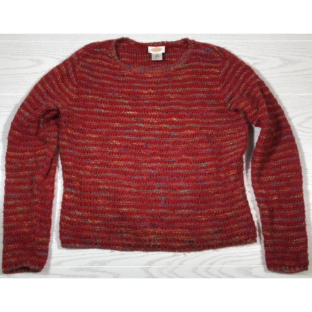 Talbots Wool Blend Sweater Womens XL Colorful Roundneck Chunky Knit Mom 90s